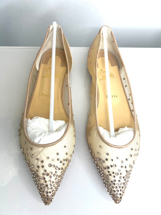Christian Louboutin Follies Strass Crystal Ballet Flat Pumps 42 UK9