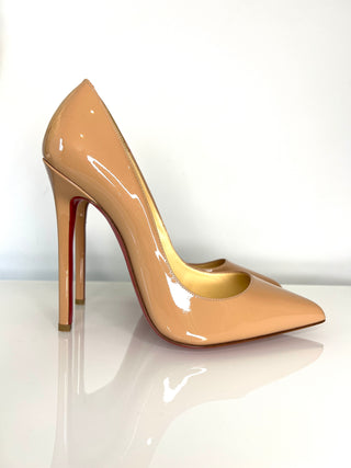 Christian Louboutin Pigalle 120 Nude Patent Leather Heels 40 UK7