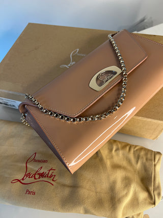 Christian Louboutin Vero Dodat Nude Patent Leather Clutch Bag