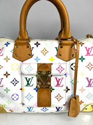 Louis Vuitton Pre-Loved Speedy 30 Multicolour Monogram White Handbag