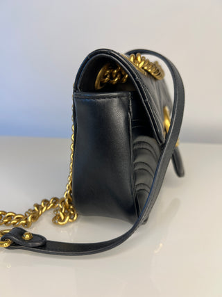 Gucci GG Marmont Small Black Leather Shoulder Bag