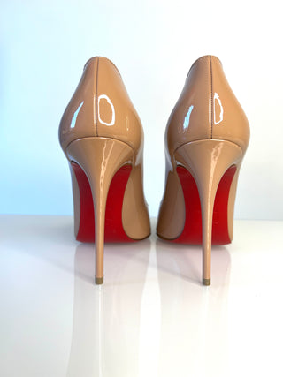 Christian Louboutin Hot Chick 100 Nude Patent Heels 37 UK4