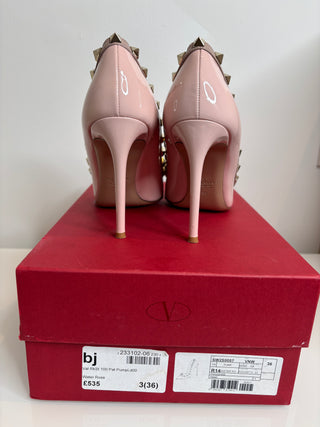 Valentino Garavani Rockstud 100 Water Rose Patent Leather Pumps Heels 36 UK3