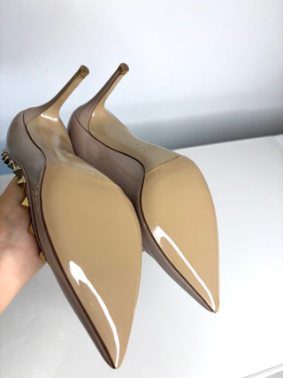 Valentino Garavani Rockstud Nude Patent Pumps Heels 37.5 UK4.5