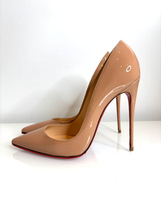 Christian Louboutin So Kate 120 Nude Patent Heels 39.5 UK6.5