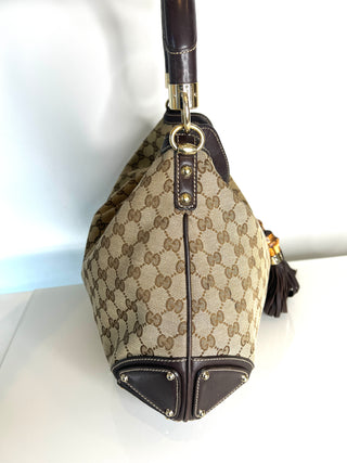 Gucci Pre-Owned GG Canvas Bamboo Indi Hobo Shoulder Bag
