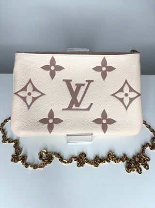 Louis Vuitton Double Zip Bicolor Empreinte Monogram Pochette Crossbody Bag