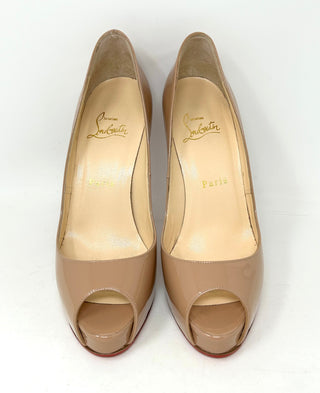 Christian Louboutin Nude Patent Peep Toe Heels