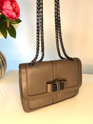 Christian Louboutin Sweet Charity Medium Grey Leather Shoulder Bag