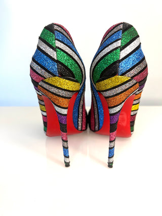 Christian Louboutin So Kate 120 Stripy Glitter Heels 38 UK5