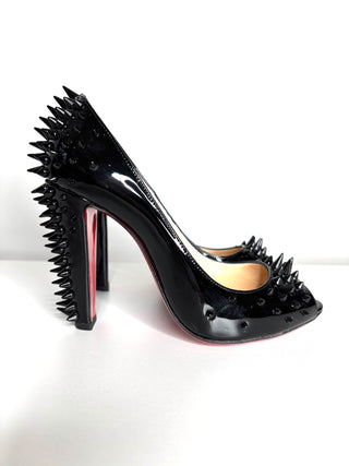 Christian Louboutin Jurayoo 100 Spike Black Patent Heels 36 UK3