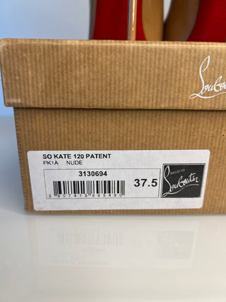 Christian Louboutin So Kate 120 Nude Patent Leather Heels 37.5 UK4.5