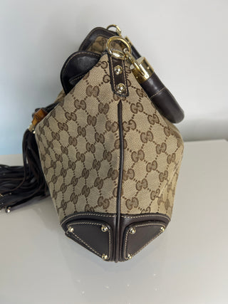 Gucci Pre-Owned GG Canvas Bamboo Indi Hobo Shoulder Bag