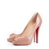 Christian Louboutin Nude Patent Leather Peep Toe Heels 