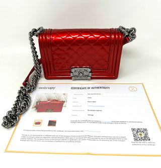 Chanel Small Metallic Red Patent Boy Bag