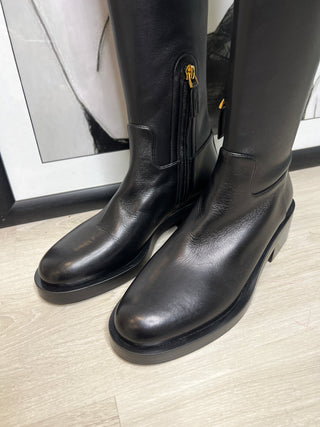 Valentino Garavani Roman Stud Black Leather Over-the-Knee Boots – EU 36.5 / UK 3.5 – Generous Fit, Suggested UK 4–4.5