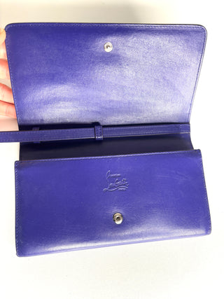 Christian Louboutin Macaron Spikes Purple Wallet Wrist Clutch Bag