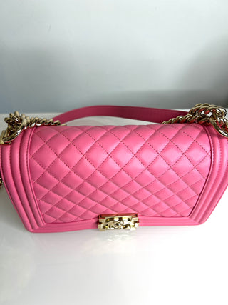 Chanel Preloved Boy Bag Pink Quilted Lambskin GTH Shoulder Bag