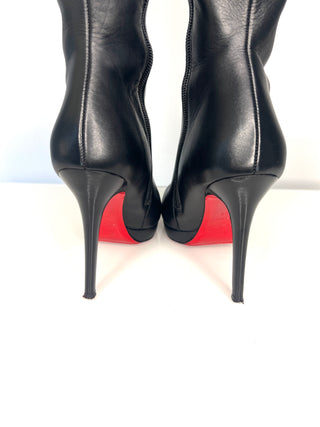 Christian Louboutin New Simple Botta 120 Black Leather Knee-High Boots – Size 36 / UK 3