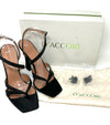 D’Accori Black Crystal Embellished Satin Heel Sandals 