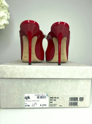 Jimmy Choo Pre-Loved Bing 100 Red Patent Leather Heels 39 UK6