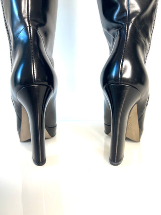 Gucci Glossy Black Leather Knee-High Platform Boots – EU 38.5 / UK 5.5
