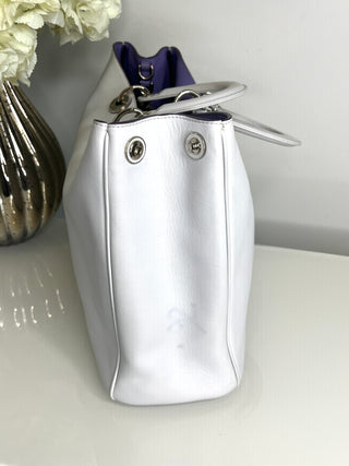 Christian Dior Pre-Loved 2011 White Leather Diorissimo Satchel Shoulder Bag