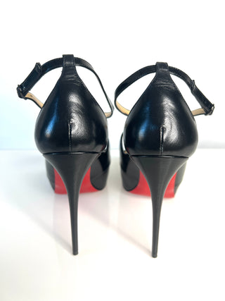 Christian Louboutin Mira Bella 120 Black Leather Peep-Toe Heels – Size 39 / UK 6