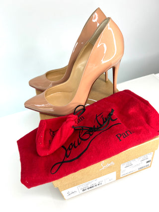 Christian Louboutin Pigalle Follies 100 Nude Patent Heels 37 UK4