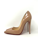 Christian Louboutin So Kate 120 Nude Patent Leather Pump Heels 38.5 UK 5.5