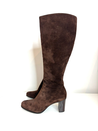 Gucci Tom Ford Brown Suede Double G Logo Knee Boots 35.5 UK2.5