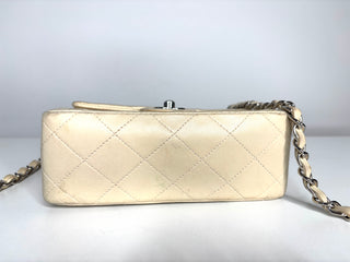 Chanel Mini Flap Square Ivory Lambskin Shoulder Bag