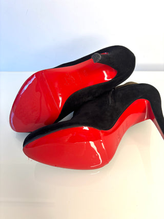 Christian Louboutin Preloved Marychal 100 Black Suede Ankle Boots 39.5 UK6.5