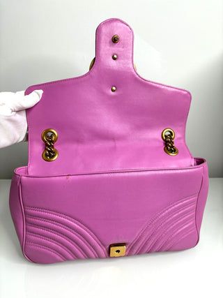 Gucci Marmont Medium Pink Matelasse Leather Shoulder Bag