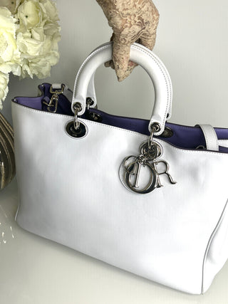 Christian Dior Pre-Loved 2011 White Leather Diorissimo Satchel Shoulder Bag