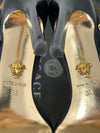 Versace Black Leather Medusa Medal Studded Heel Sandals