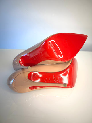 Christian Louboutin So Kate 120 Nude Patent Heels 39.5 UK6.5