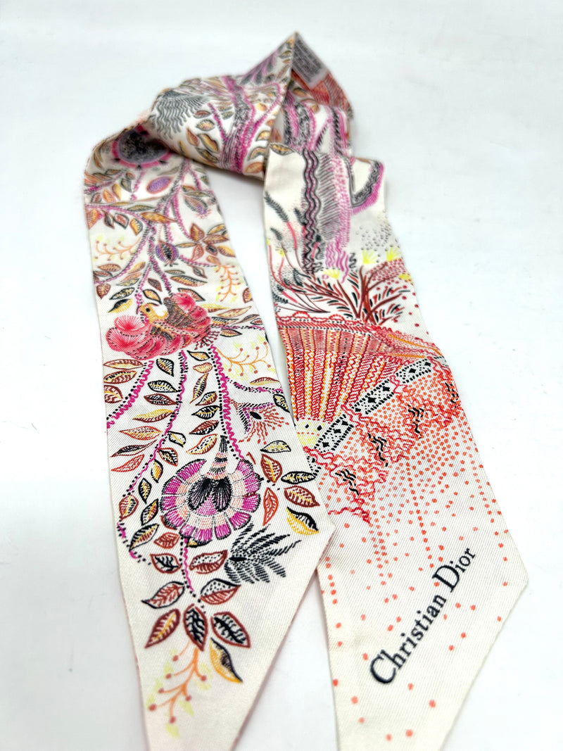 Christian Dior Mitzah Silk Tree Of Life Scarf Twilly High Heel
