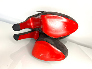 Christian Louboutin Harletty Brown Suede Platform Knee High Boots 38 UK5