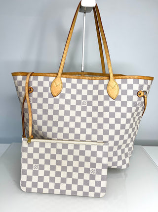 Louis Vuitton Preloved Neverfull MM Damier Azur Tote Bag