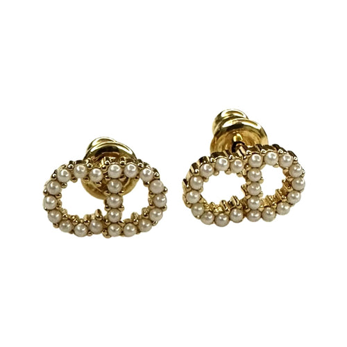 Dior Gold White Pearl Earrings