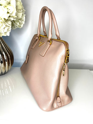 Prada Promenade Cammeo Blush Beige Saffiano Lux Leather Handbag