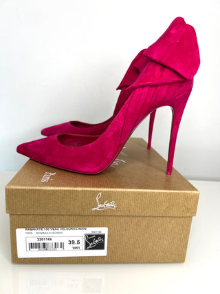 Christian Louboutin Rabakate 100 Pink Suede Heels 39.5 UK6.5
