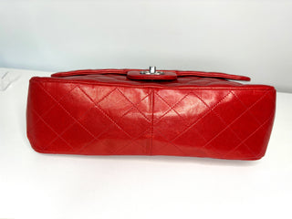 Chanel Jumbo Red Lambskin Classic Single Flap Shoulder Bag