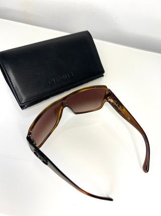 Chanel CH5449 Rectangular Brown Tortoise Shield Sunglasses