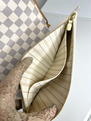Louis Vuitton Neverfull MM Damier Azur Tote Bag & Matching Pouch