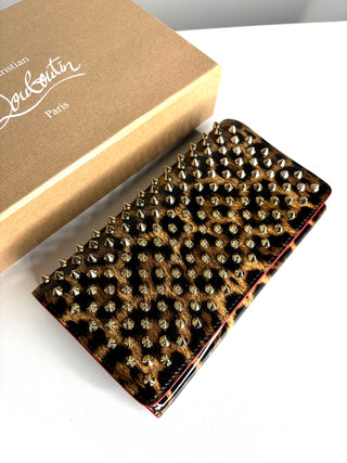 Christian Louboutin Macaron Leo Patent Spikes Wristlet Wallet Clutch Bag