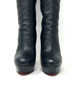 Christian Louboutin Taclou Botta 140 Black Leather Platform Knee High Boots 38 UK 5