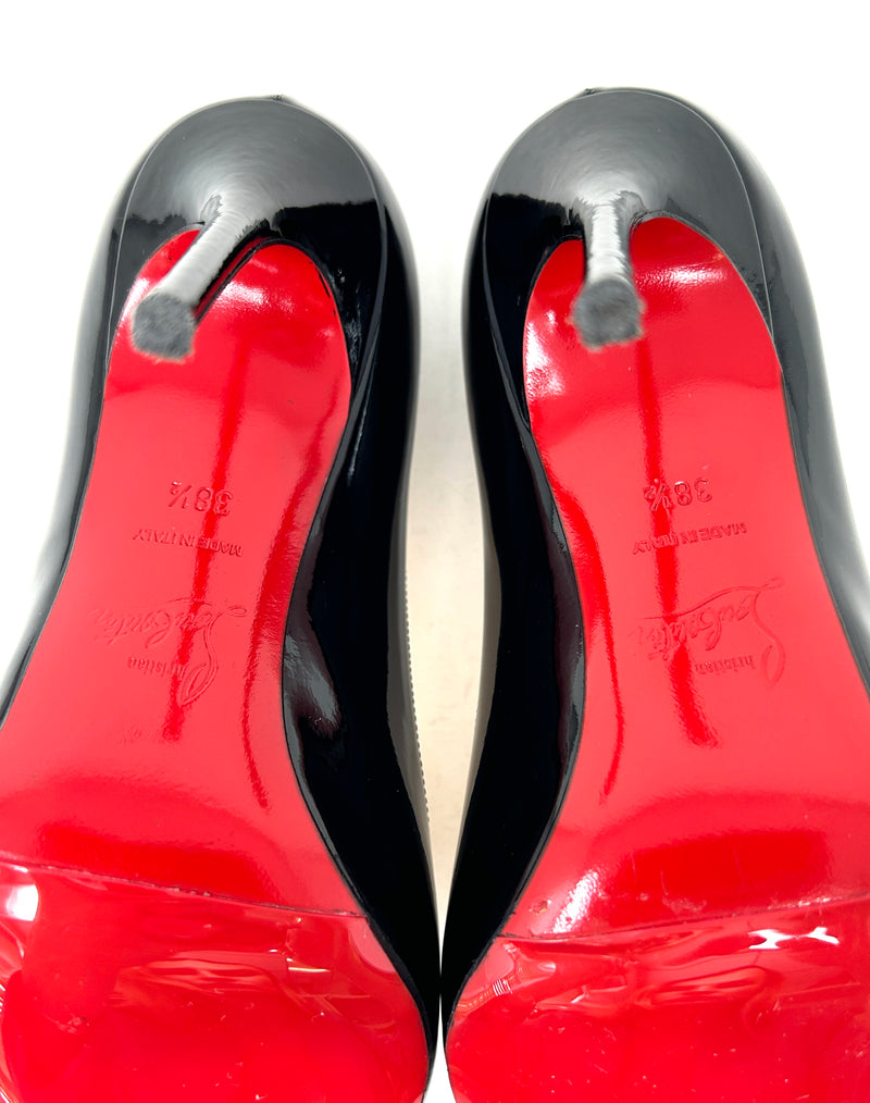 Christian Louboutin Kate 100 Black Patent Leather Pump Heels 38.5 UK 5.5