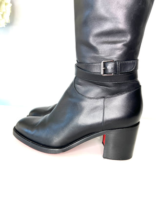Christian Louboutin Preloved Karialta 70 Black Leather Over-The-Knee Boots 39 UK6